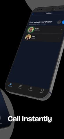 Kids Call Home App Store image showing the parent children list